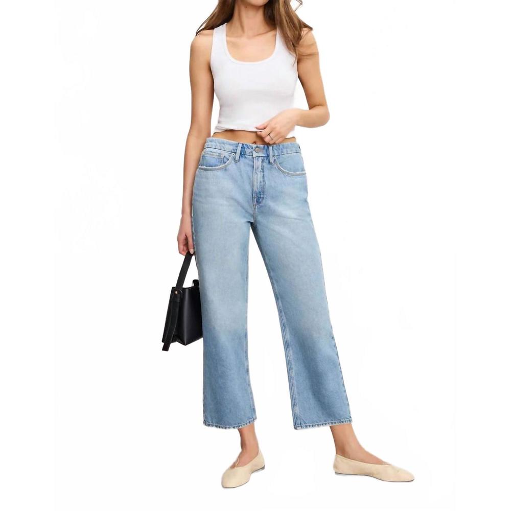 Good American Light Blue Cropped Wide-Leg Jeans